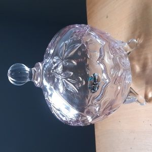 Bohemian Pink Crystal Covered Candy/Trinket  Dish/Bowl